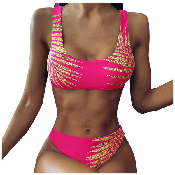 

selling split underwear set women printing push-up padded biquini tankini sports bathing suit for bather traje de baÃ±o y200708, Red;black