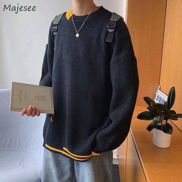 

men's sweaters pullover men patchwork loose knitted mens couples outwear fall ins harajuku teens ulzzang leisure bf fashion, White;black