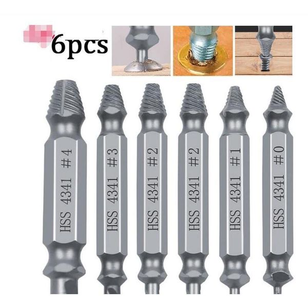 

6 pcs drill bit set broken head screw removal tool bolt screw extractor breaker screw remover stripping tool