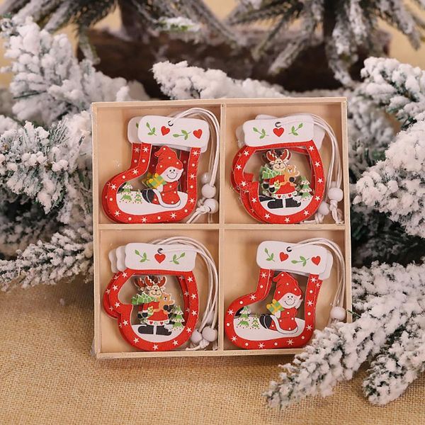 

12pcs christmas tree decorations diy natural wood pendants hanging ornaments xmas new year home decoration party supplies gift