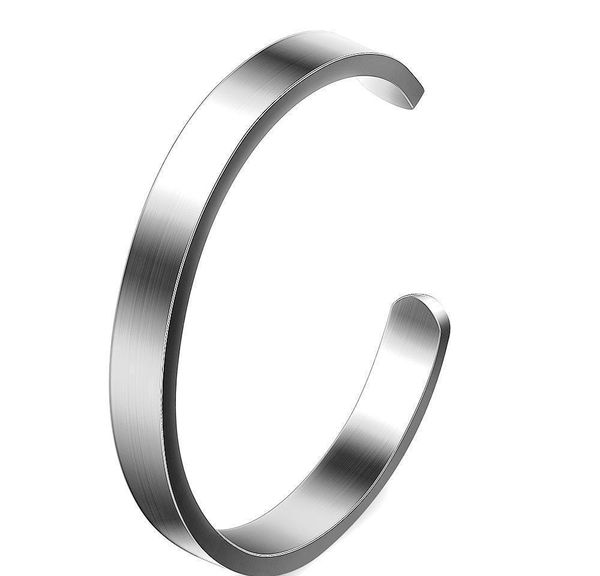 

new fashion 8mm titanium stainless steel mens and womens blank open cuff c shaped bangle bracelet lover jewelry wmtxts dh_garden, Black