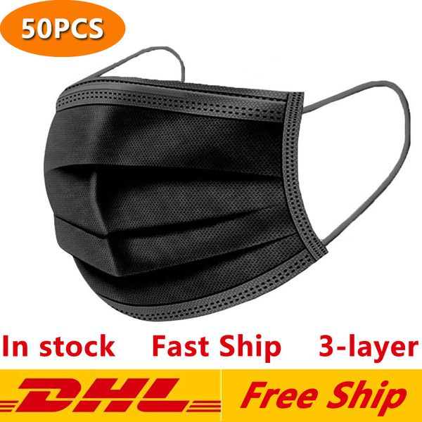 

shipping 95 wjghx mask masks black 3-layer protection outdoor with fmhsm fa fa mask kn mouth masks earloop disposable dhl sanitary lanr