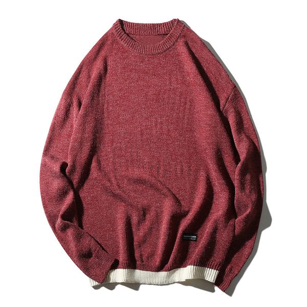 

2020 solid autumn male outfit sweater, White;black