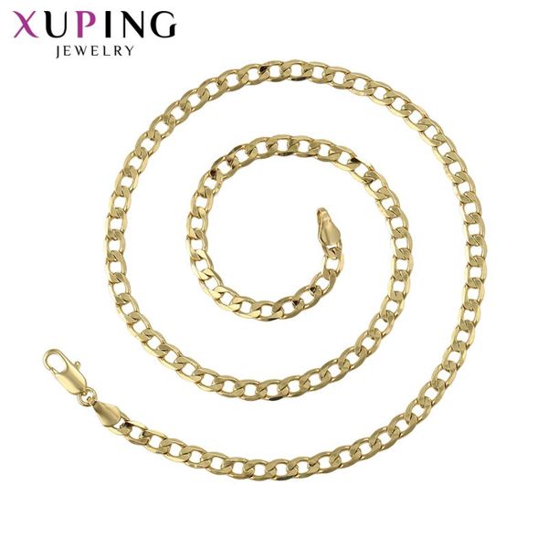 

xuping jewelry simple casual style light yellow gold-color plated necklace for women christmas gifts 45514, Silver