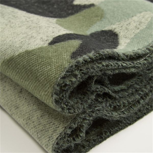 

leopard scarf winter green women warm cashmere fashion casual thickened wool collar scarves and shawls long ladies poncho y201024, Blue;gray