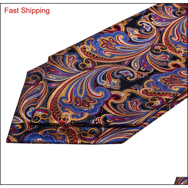 

hi-tie men's classic paisley ascot floral cravat vintage ascot handkerchief cuffflinks cravat set for mens we qylinb bdefashion, Black;blue