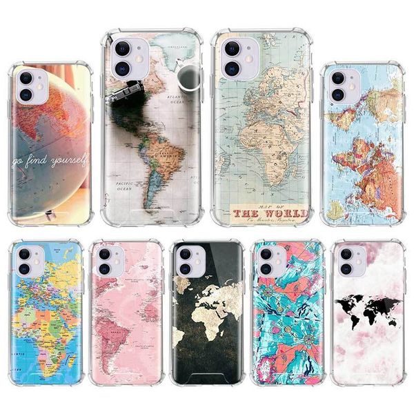 

airbag anti fall capa for iphone 7 8 11 pro max xs x xr 6 6s plus se 2020 mobile carcasa coque world map travel airplane