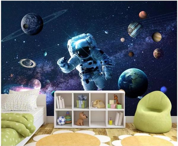 

3d wall papers home decor custom p space star astronaut romantic children's room 3d wall murals wallpaper for walls 3 d