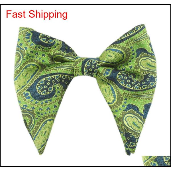 

tagerwilen green paisley big bowtie groom bowtie black tuxedo bow tie pretied bow tie wedding qyleep nana_shop, Black;gray