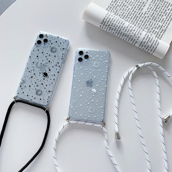 

necklace lanyard phone case for iphone 11 7 8 plus 11pro max xs max x xr soft sile clear strap co qylxqy