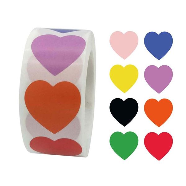 

500pcs/roll heart shaped love seal stickers scrapbook gift packaging stationery