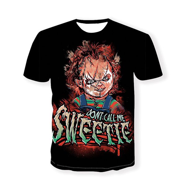 

summer halloween witch boy men's and women's round neck suit short-sleeved t-shirt explosive european and american slim pullover t, White;black