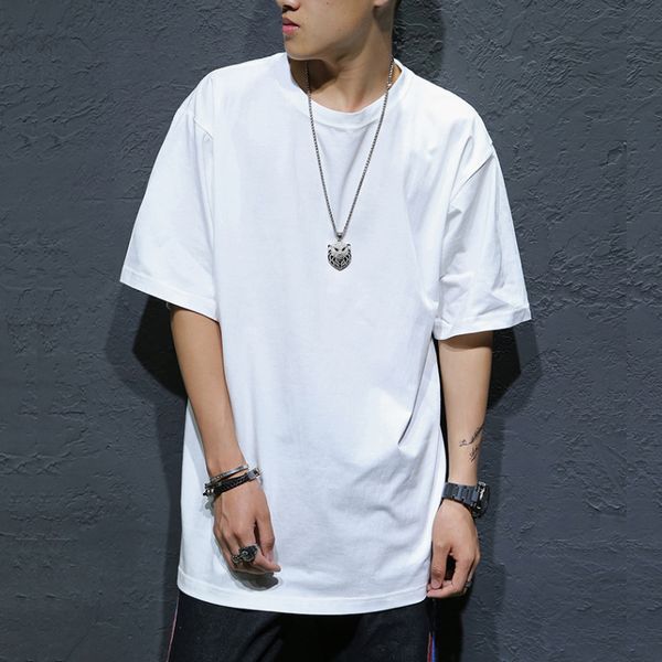

2021 new hip-hop t-shirt skateboarding, short-sleeve shirt men, for 60-135kg, black white, big t-shirts pz3m, White;black