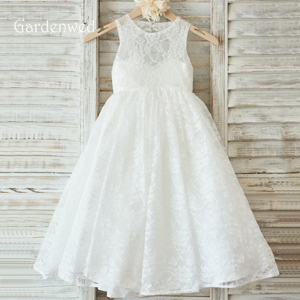 

girl's dresses gardenwed 2021 white lace flower girl for weddings long kids formal gowns floor length first communion, Red;yellow