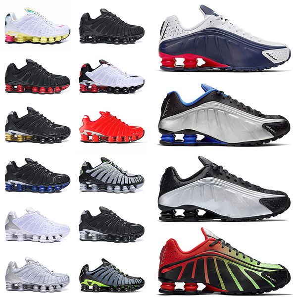 

fashion 2021 shox tl sport mens women og cushion running shoes r4 racer blue shox 301 triple black white silver athletic sneakers, White;red
