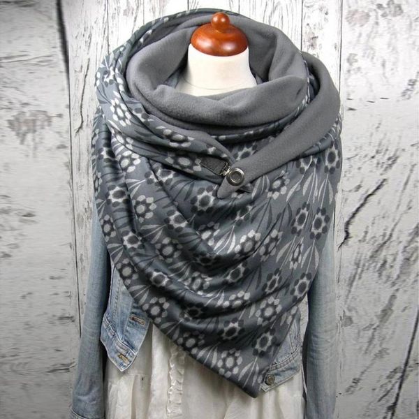 

women scarf soild dot printing button soft wrap casual warm scarves shawls scarf women 2020 fashion winter cachecol #yj, Blue;gray