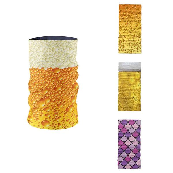 

novelty design 3d printed women headband funny beer fish scale pattern outdoor sports hiking hijab scarf neck gaiter dust mask, Blue;gray