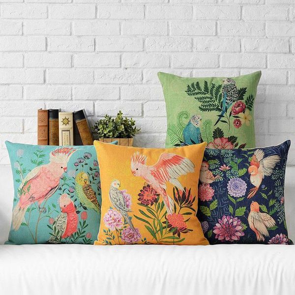 

cushion cover parrot bird pillow case firm flower sofa butterfly bedroom home decor throw pillow cover home decor almofadas1