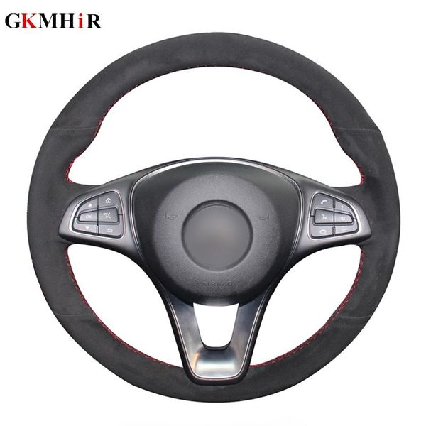 

diy black steering wheel cover soft suede leather car steering wheel cover for c180 c200 c260 c300 b200