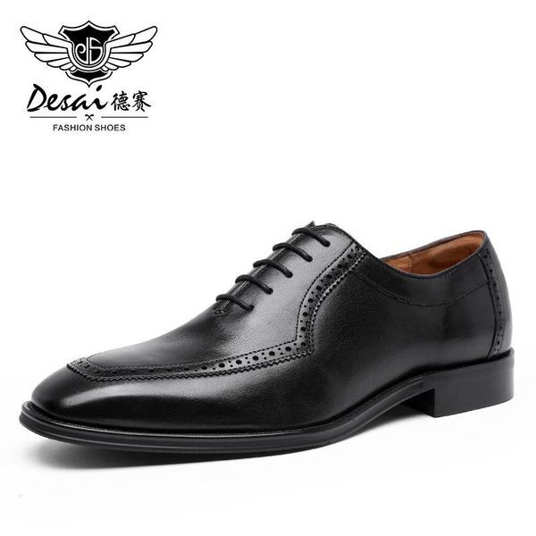 

desai brand 2020 new men's genuine leather shoes business dress elegant gentleman shoes simple british style wedding black