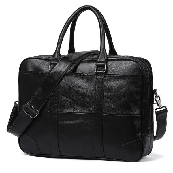 

new promotion simple brand design business men briefcase bag genuine cow leather lapbag men shoulder bolsa maleta