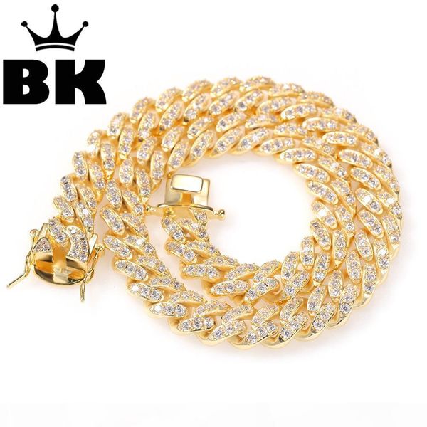 

bling king 12мм шифрования micro pave cz iced кубинский link ожерелья цепи золото luxury bling bling ювелирные изделия hiphop, Silver
