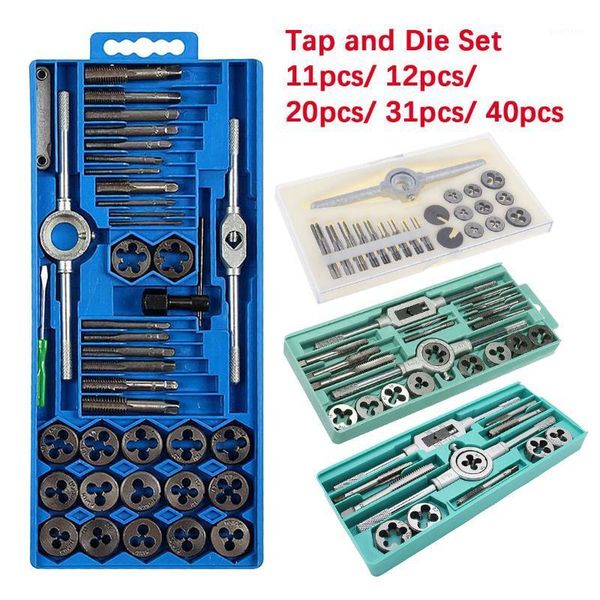 

11pcs/ 12pcs/ 20pcs/ 31pcs/ 40pcs metric tap and die set tap drill bits wrench threading tools m3-m12/ m1-m3.5/ m6-m121