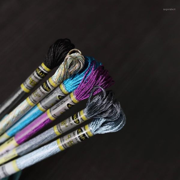 

light effects floss high sheen colors metallic embroidery floss cross stitch thread 8 meters each skein 6 skeins pack1, Black;white