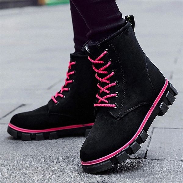 

women boots winter short plush warm outdoor hiking boots flock lace up platform no-slip soft hard wearing waterproof women shoe #ip0z, Black