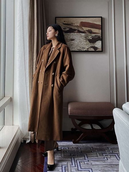 

mei sanguan m's new 10% cashmere + 90% wool coat8uy, Black