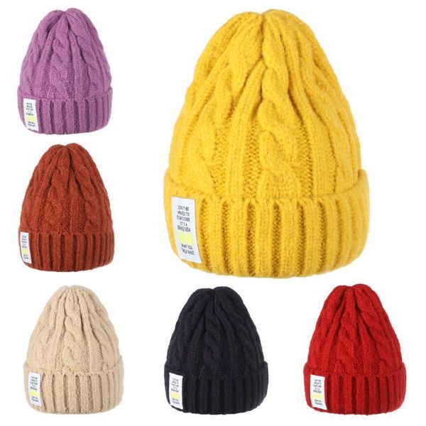

1pc winter knitted cap for women thick warm soft wool beanie hat all-match solid cap ladies casual cotton hats skullies hat, Blue;gray