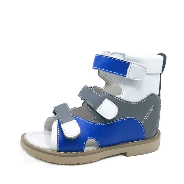 

toddler boys genuine split leather orthopedic mixed blue and white sandals shoes children summer orthopedic shoes for kids t200701, Black;red