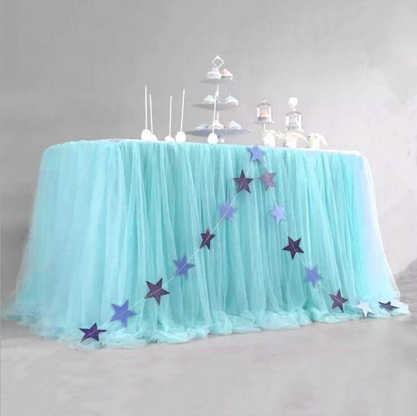 

pink tulle skirt rectangle or round tables tutu table cloth for princess baby shower girl gender reveal birthday party dhd200