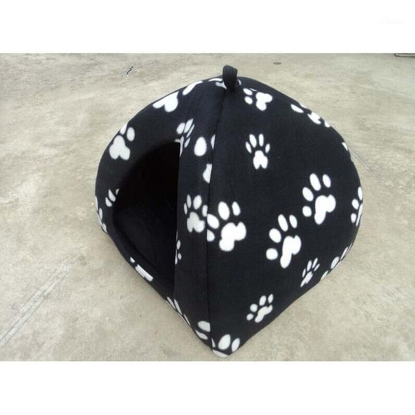 

pet dog puppy soft cotton warm bed house nest - size (black+white)1