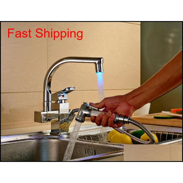 

led color changing chrome kitchen faucet pull out spout mixer qyllxc yh_pack