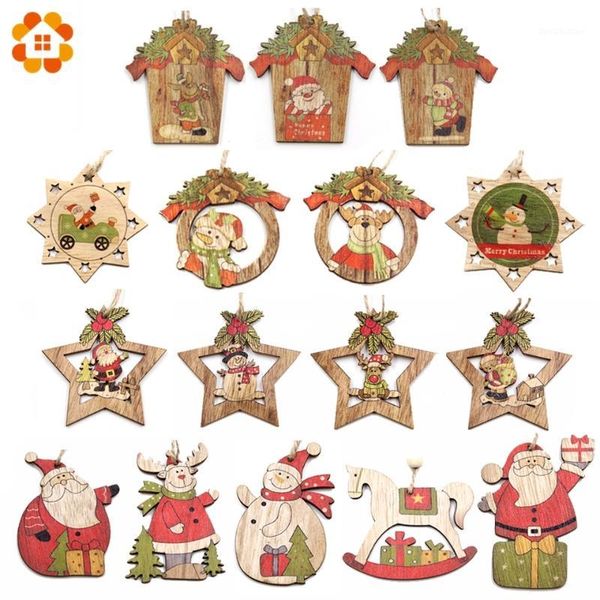 

christmas decorations 3pcs multi style wooden pendants ornaments wood craft for xmas tree ornament diy gift party decorations1