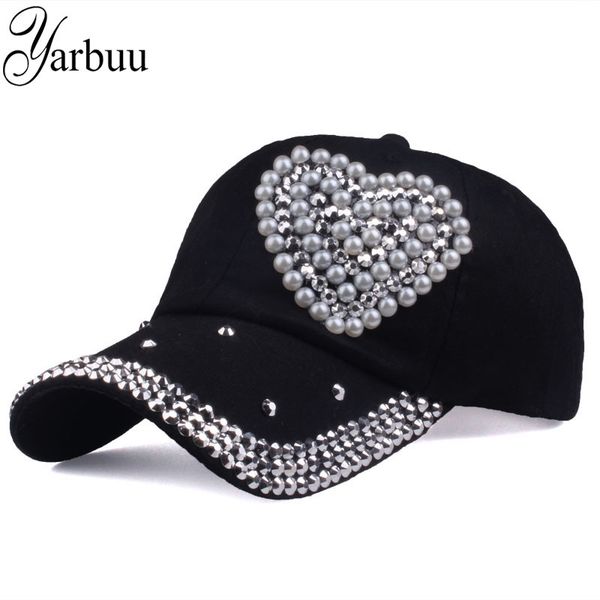 

yarbuu] new fashion baseball caps rhinestone semicircle pearl cap hat for women love style snapback hats female y200714, Blue;gray