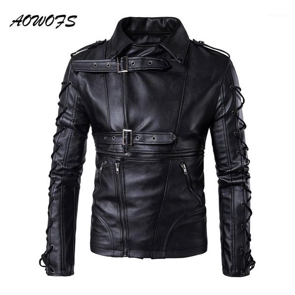 

men's leather & faux aowofs jackets men drawstrings motorcycle hip hop fashion streetwear 2021 leather1, Black