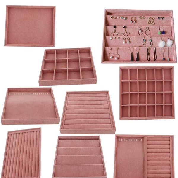 

новые розовые бархатные ювелирные изделия кольцо дисплея организатор кейс держатель держатель ожерелье серьги bangle storage витрина wmtherd, Khaki