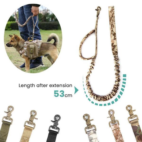 

tactical bungee dog leash 2 handle quick release cat dog pet leashes elastic leads rope tactical dogs leash