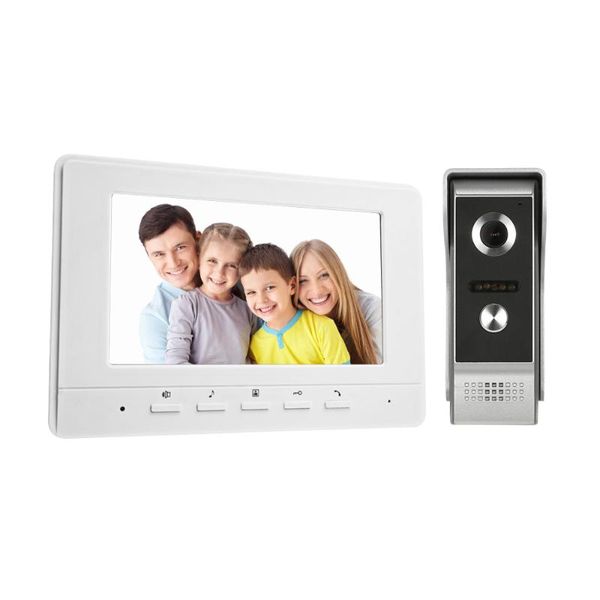 

7 inch color video door phone video doorbell indoor monitor with rainproof outdoor camera visual intercom two-way audio