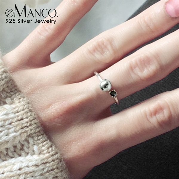 

emanco 925 sterling rings for women silver engagement open ring trendy romantic zircon fine jewelry minimalist girl gifts y200323, Slivery;golden