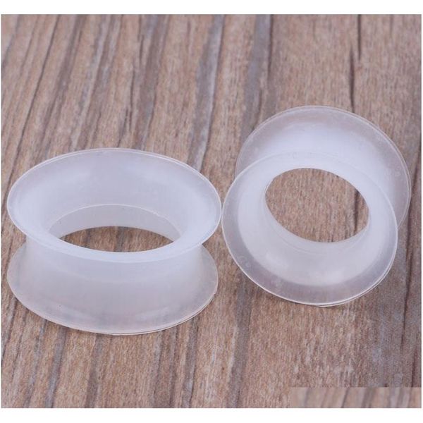 

clear sile double flare sile flesh tunnel ear plug bod jllzpd yy_dhhome, Silver