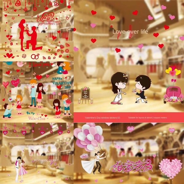 

qixi decoration coffee clothingclothing doors and windows coffee shop valentine's day glass paste on the door restaurant window paste a