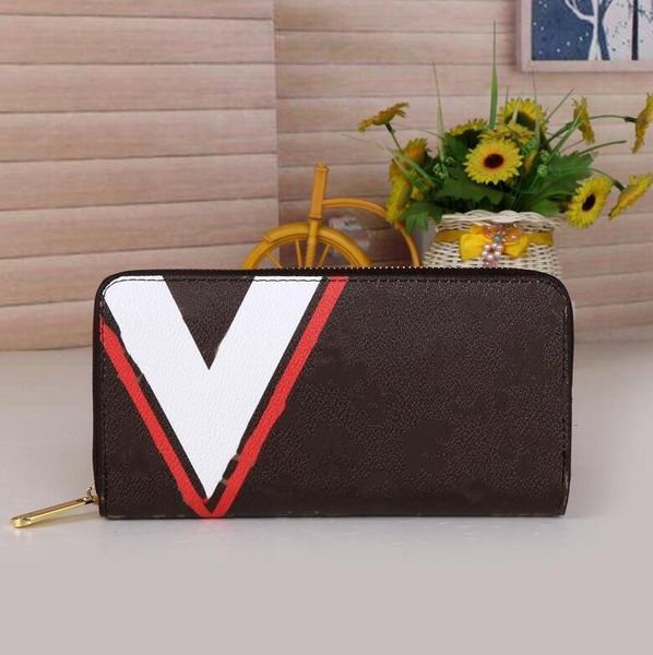 

hh new men women wholesale lady long wallet multicolor designer coin purse card holder women classic zipper pocket wallets, Red;black