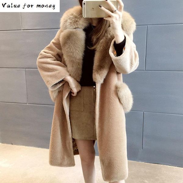 

fur real coat women winter coat women clothes 2020 new parka real fur jacket collar 100% wool jacket dp2260 yy2328, Black