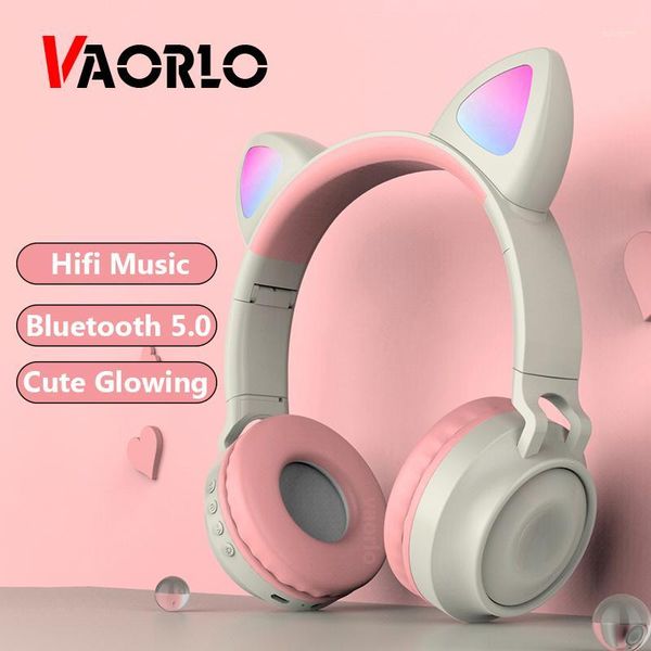 

vaorlo wireless headphone hifi music fashion cute girl bluetooth 5.0 earphone foldable smart noise cancel glow headset children1