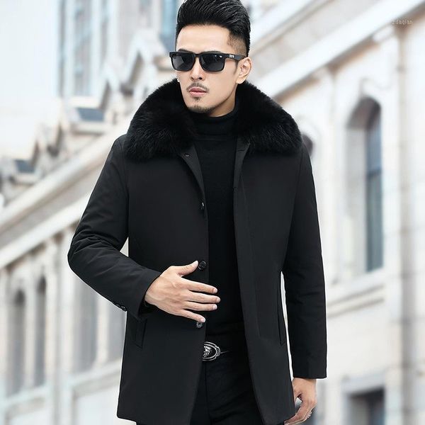 

winter casual men's wear detachable inner down jacket for men middle aged dad's middle-aged warm coat for men1, Black