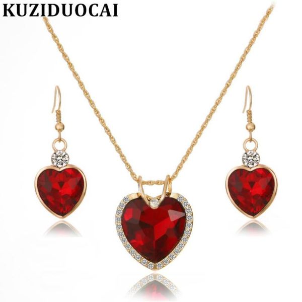 

kuziduocai new fashion jewelry sets crystal zircon heart chokers bridal wedding necklaces for women aretes bijoux parure collier, Silver