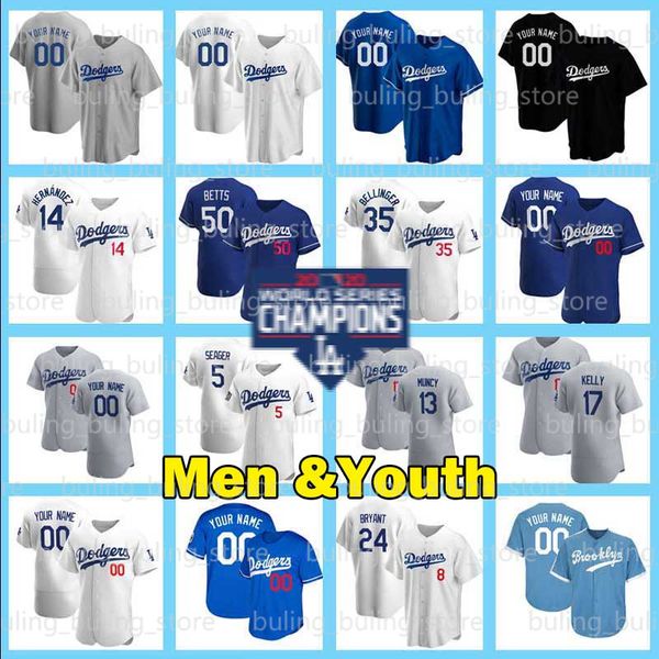 

35 коди bellinger 22 клейтон kershaw justin turner 2020 новые чемпионы мужчины молодежи пользовательские хулио уриас доджерс трикотажные moo, Blue;black